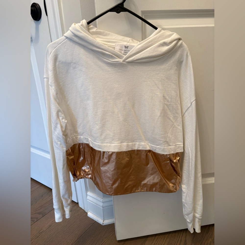 Heroine Sport Women’s White Hoodie with Metallic Copper Panel